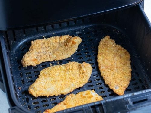 The fish is air fried until golden brown and crispy.