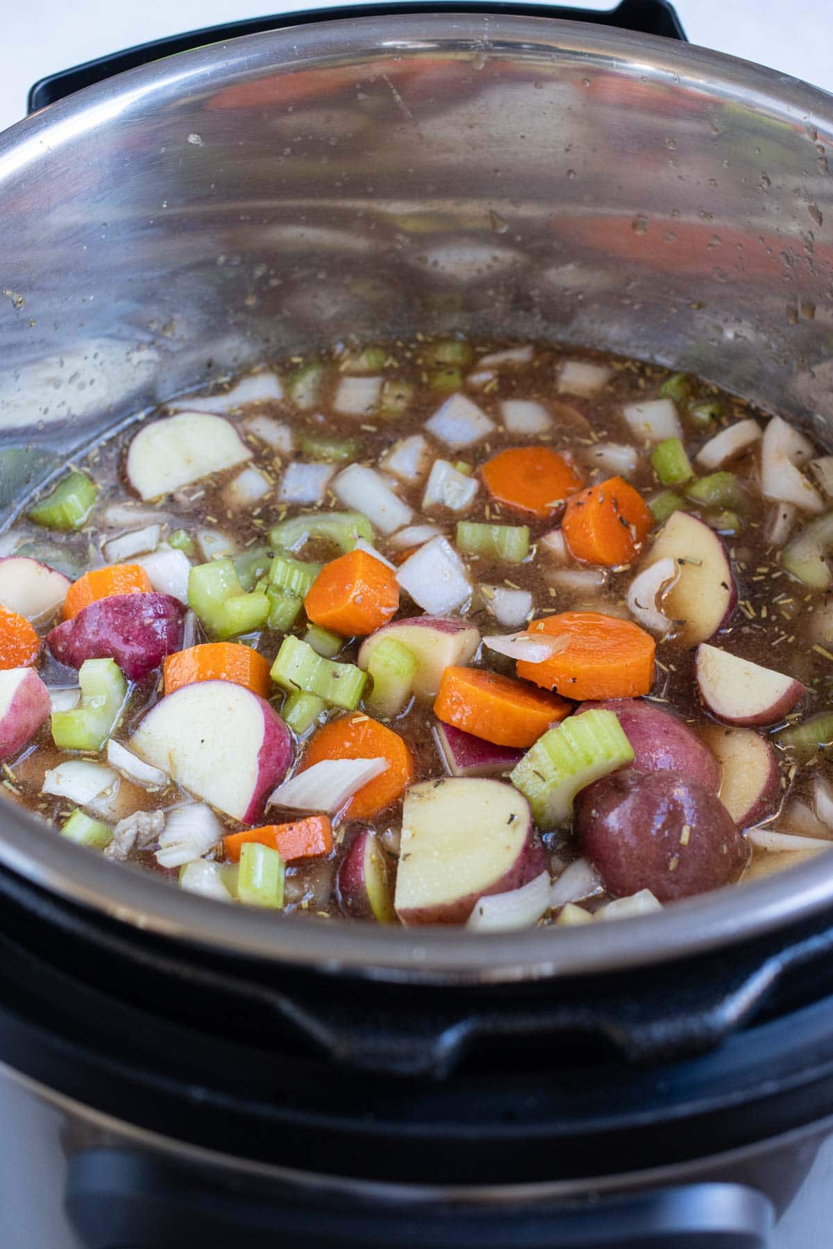 Ingredients are all stirred together and cooked in the instant pot.