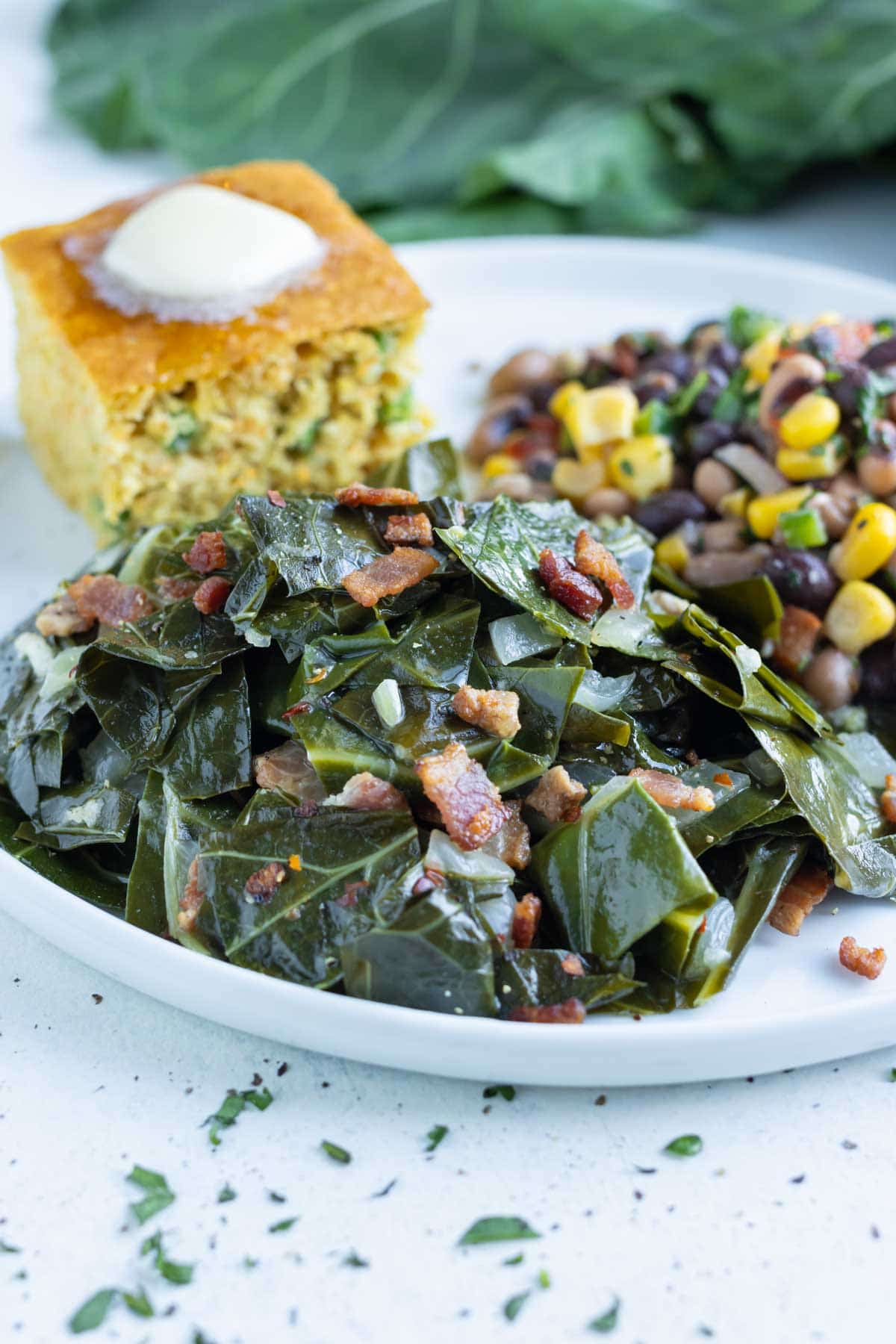 Sautéed Spring Greens with Bacon and Mustard Seeds Recipe - Grace