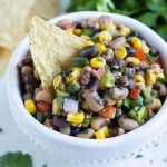 A bowl of Texas caviar is served for a healthy side dish.