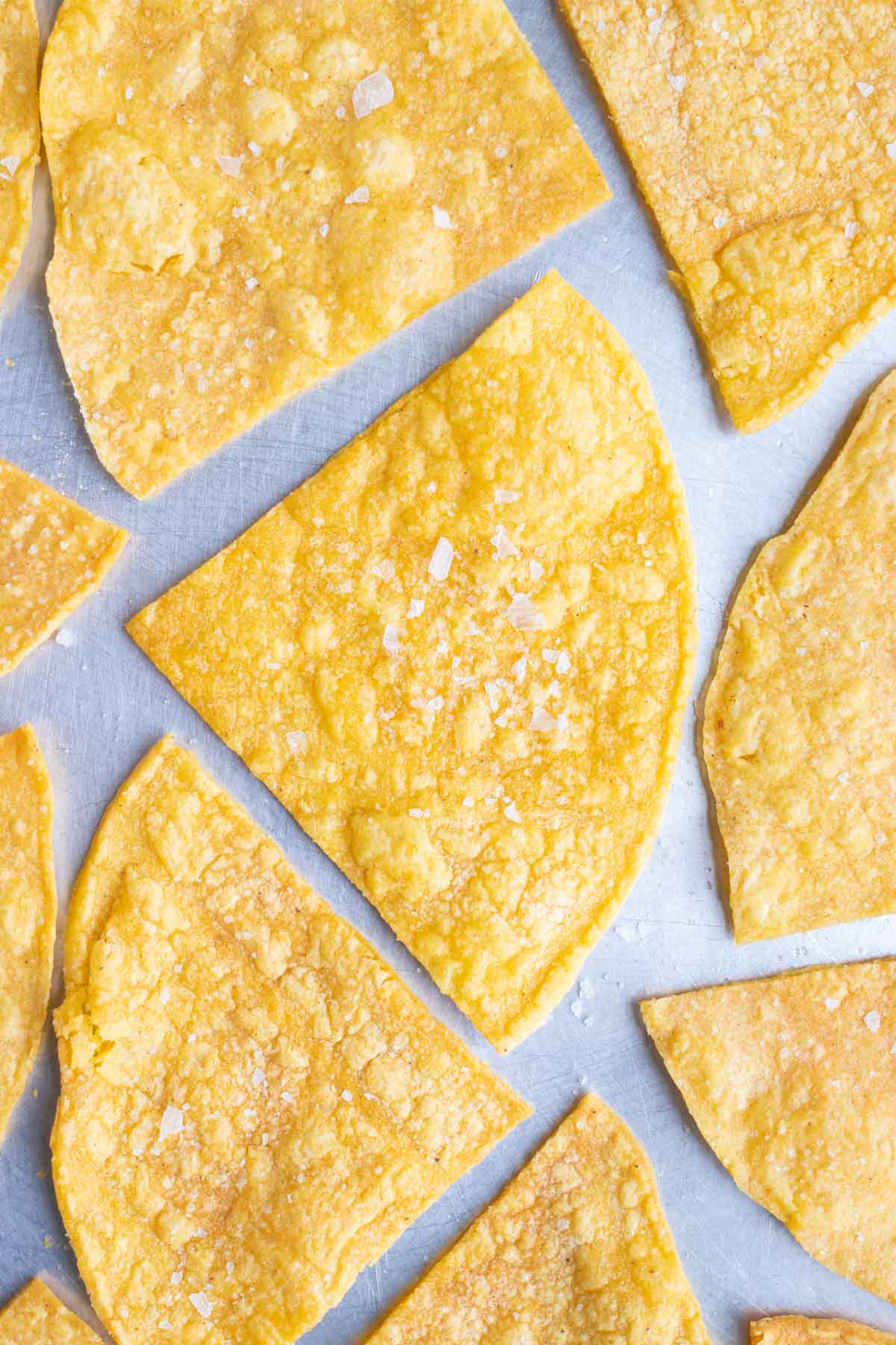 Perfectly baked and healthy chips made from yellow corn tortillas.