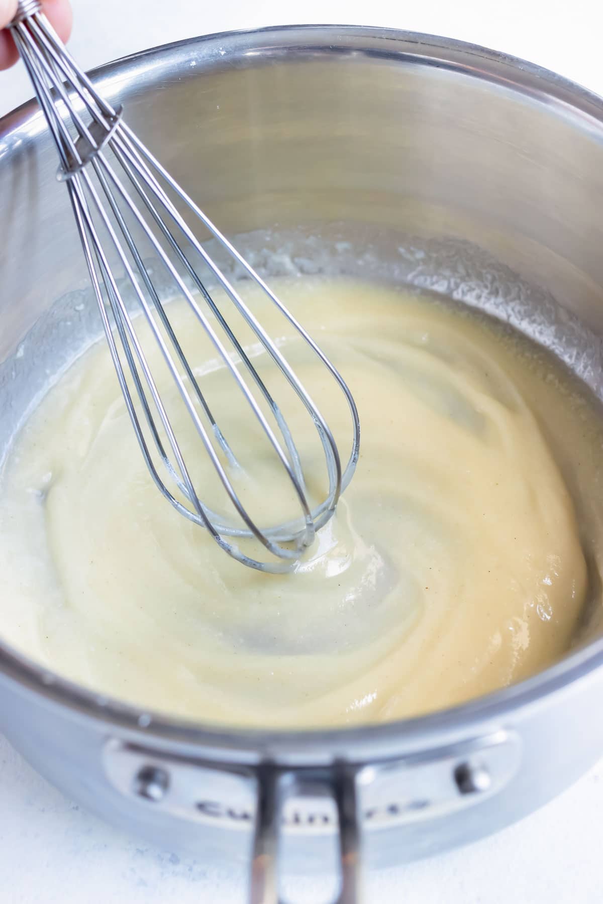 Ingredients are whisked together until combined.