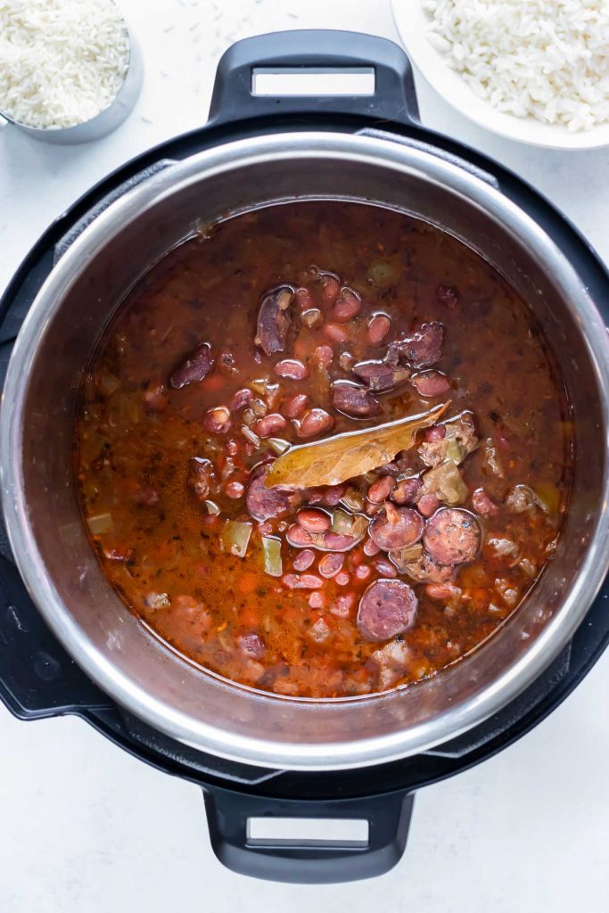 Red beans and Rice are made in the pressure cooker.