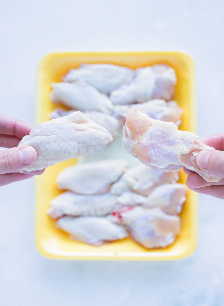 Whole chicken wings, wingettes, or drumettes are used in this recipe.