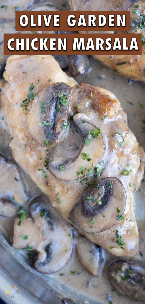Creamy Marsala sauce is served with the Chicken Marsala.