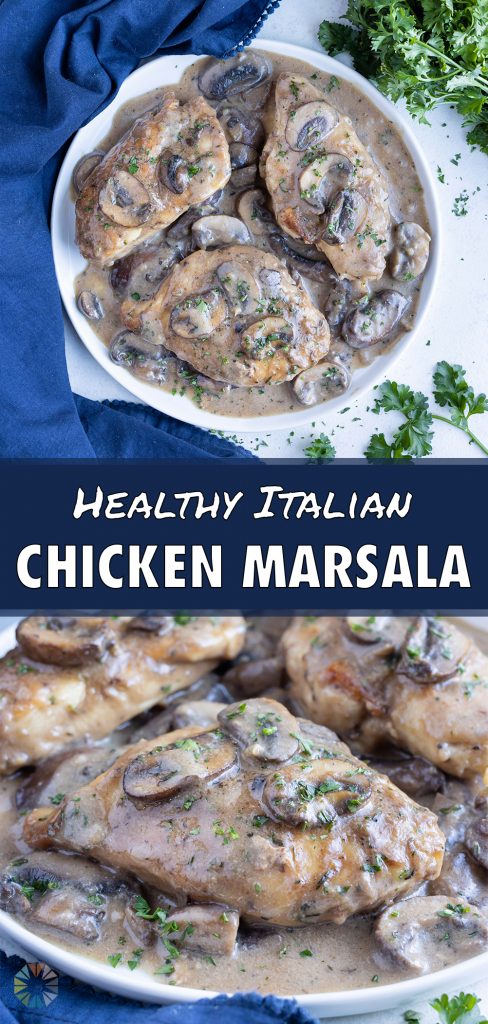 Olive Garden Chicken Marsala is served on a plate for dinner.