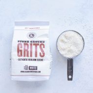 Grits are measured for this recipe.