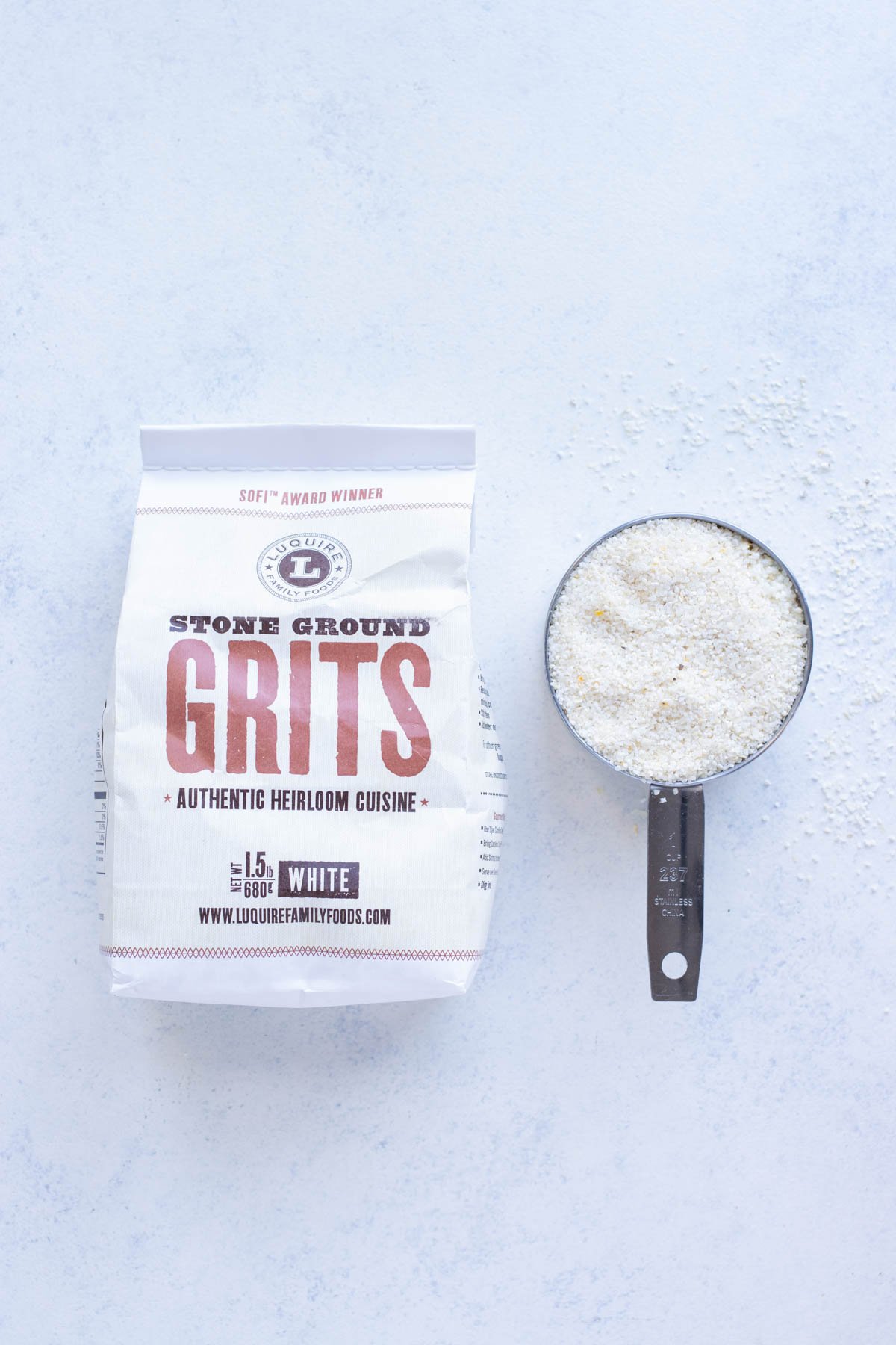 Grits are measured for this recipe.