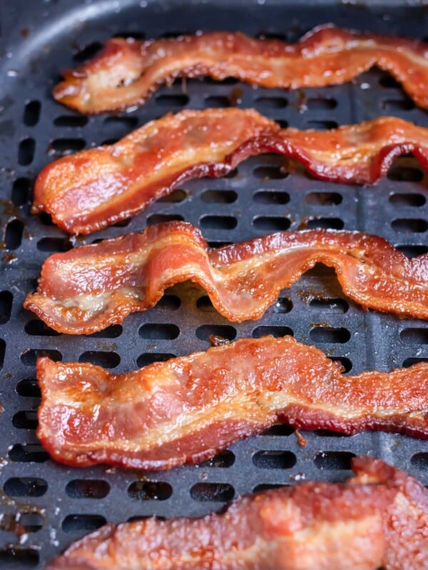 Bacon is made extra crispy in the air fryer.