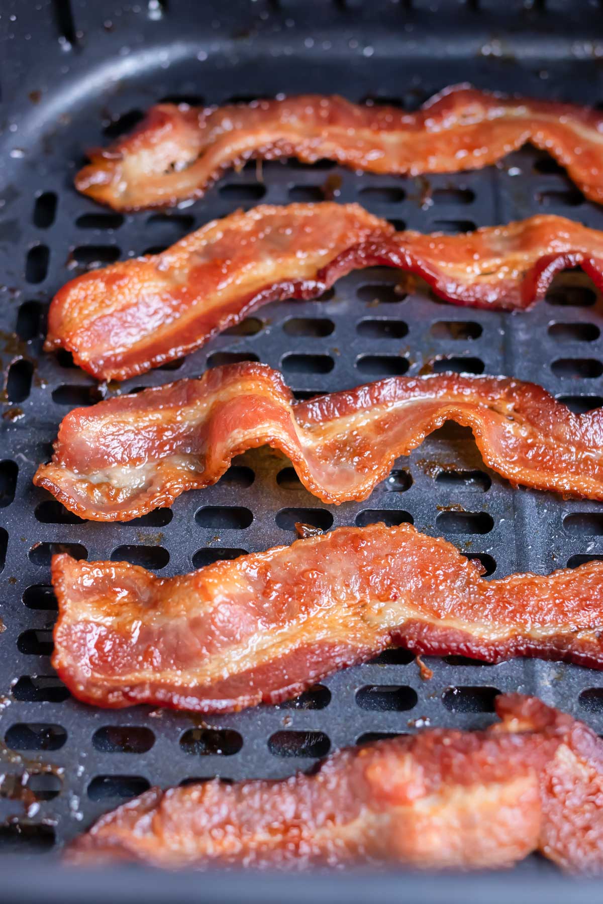 Bacon is made extra crispy in the air fryer.