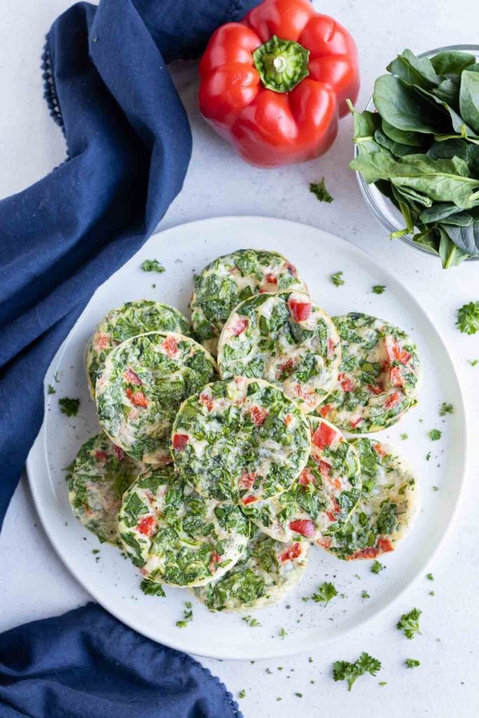 A plate of egg white bites are served for a healthy, low-carb breakfast.