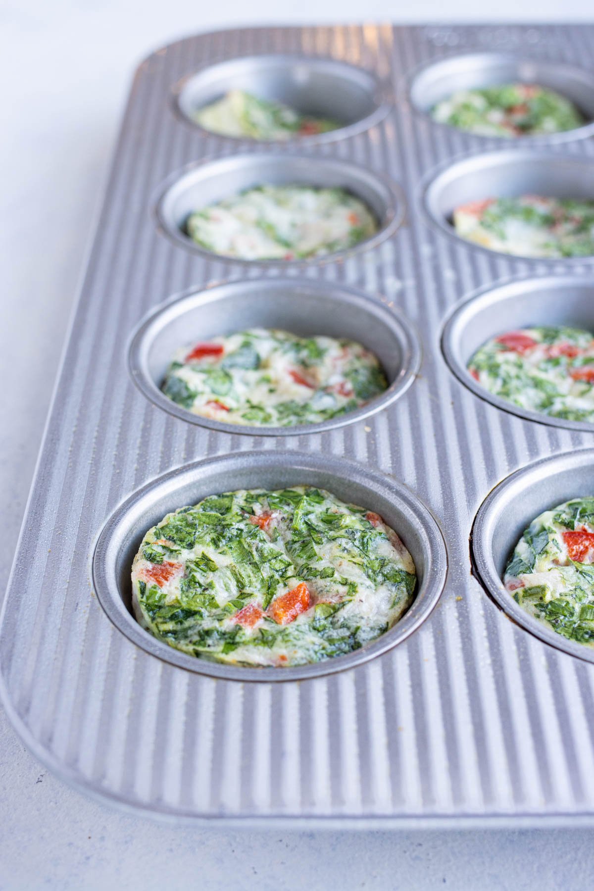 Egg white bites are baked in the oven.