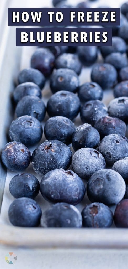 Frozen blueberries are shown for future uses.