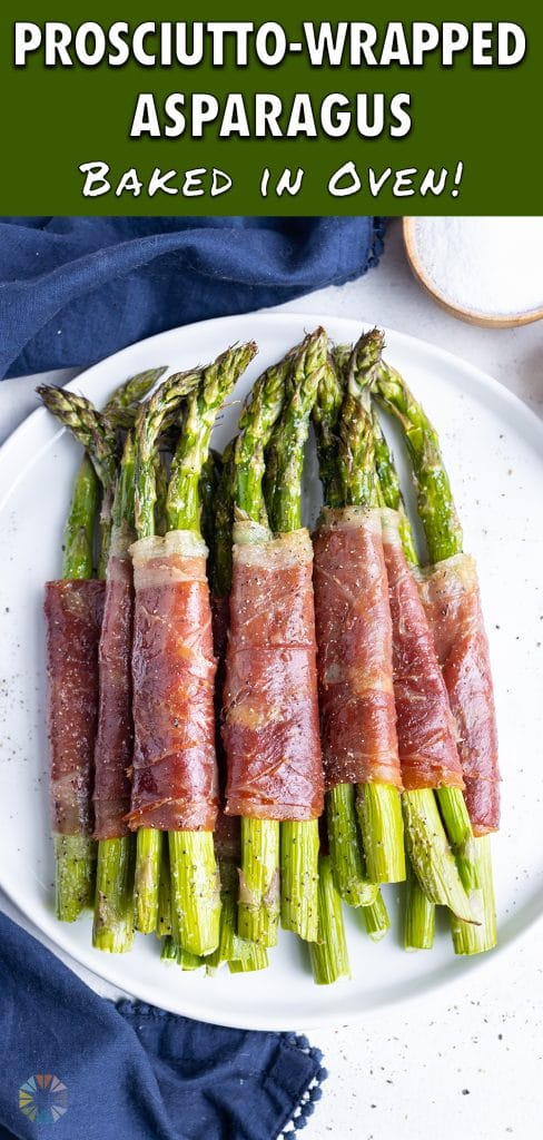 A white plate is used to serve this asparagus side dish.