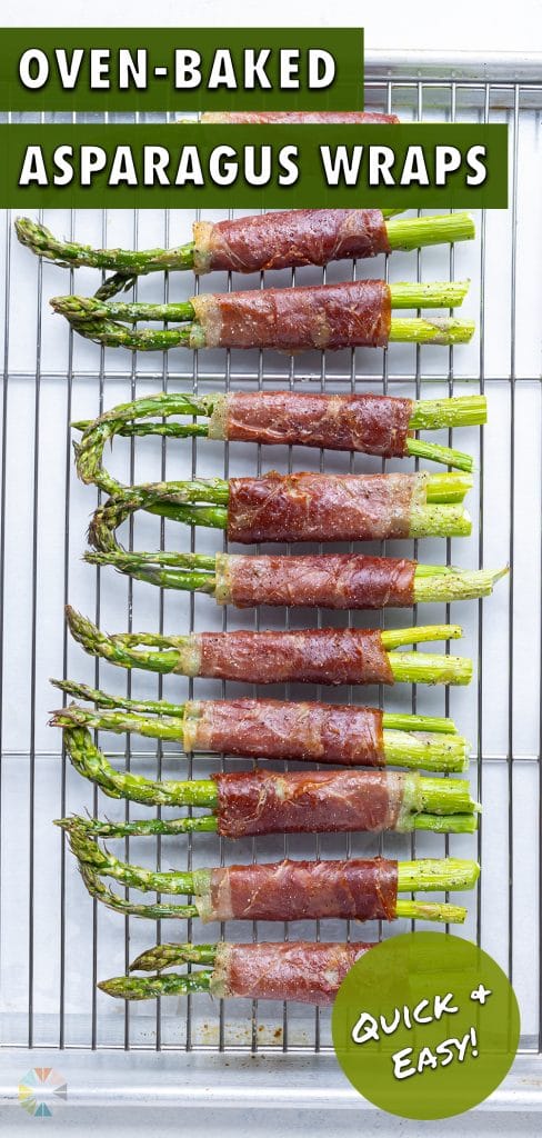 Tender asparagus and crisp prosciutto are shown for a healthy, low-carb side.
