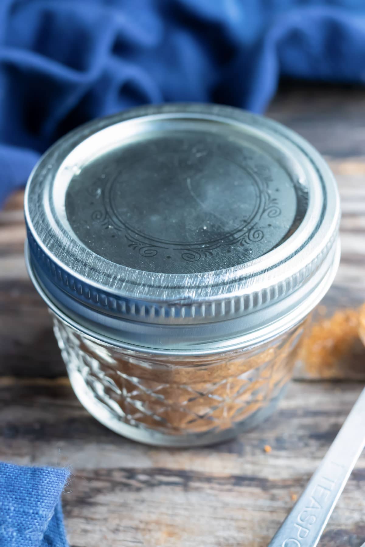 How to store taco seasoning mix in a glass jar with a lid.