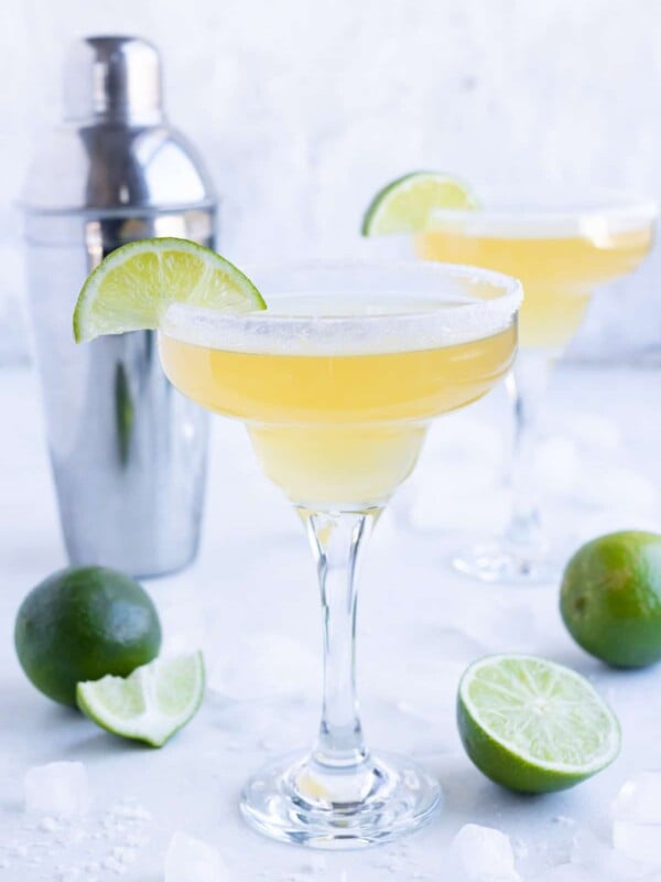 Premier Cadillac Margarita is shown on the counter.