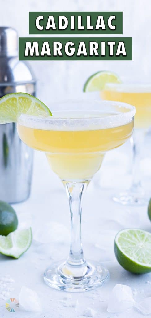 Two cups are being filled with Cadillac Margarita.