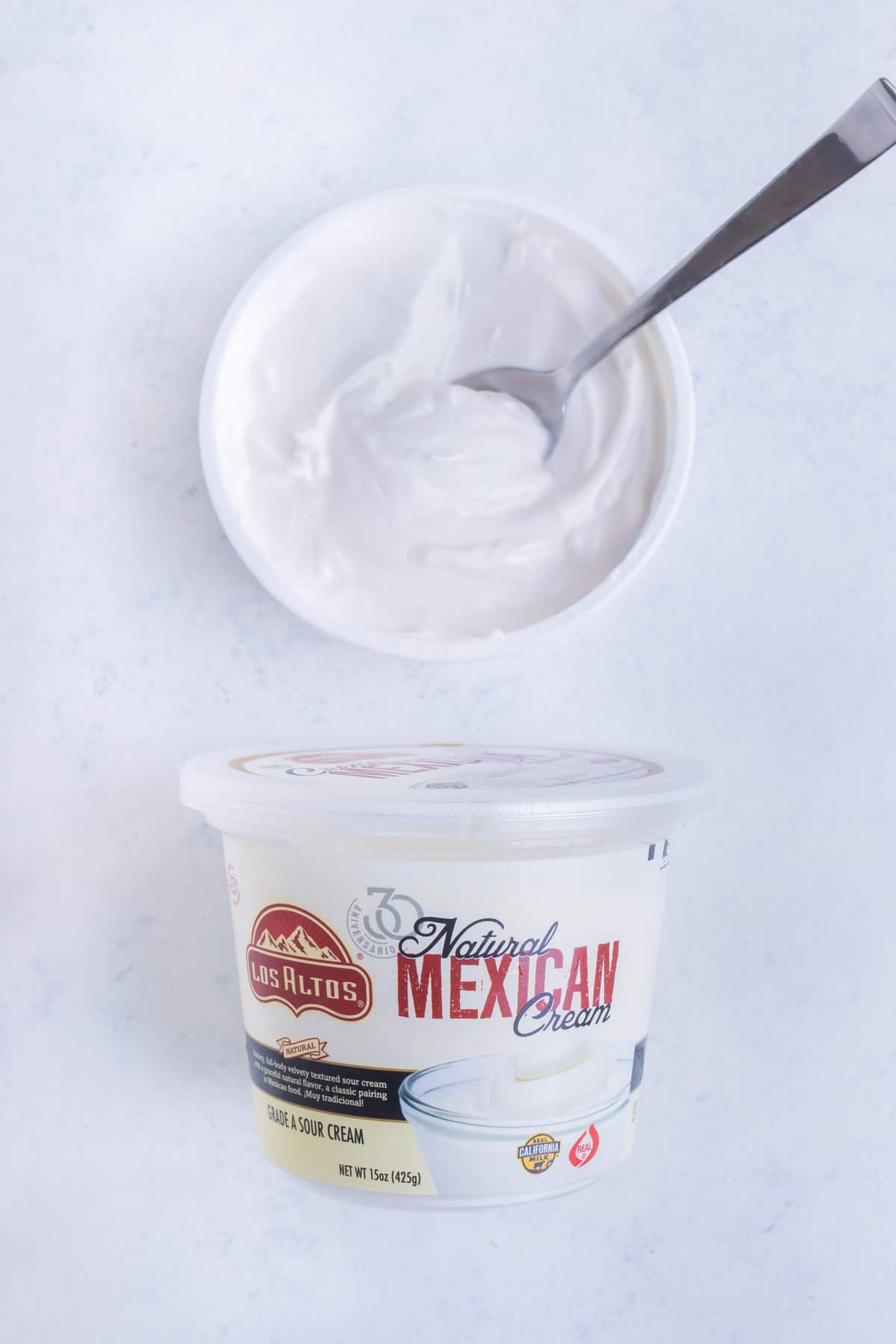 Mexican crema is used in this recipe.