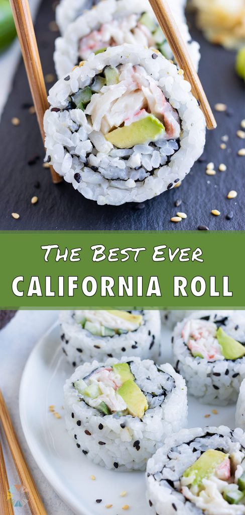 California roll cut into pieces is served for a main dish.