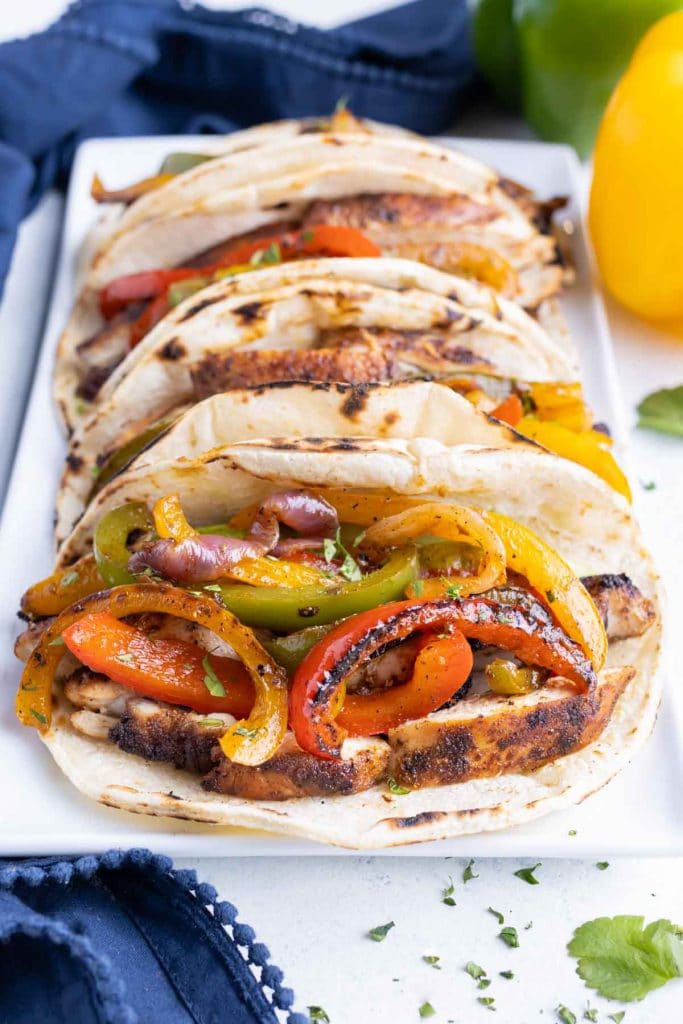 Chicken and vegetable fajitas made with homemade fajita seasoning