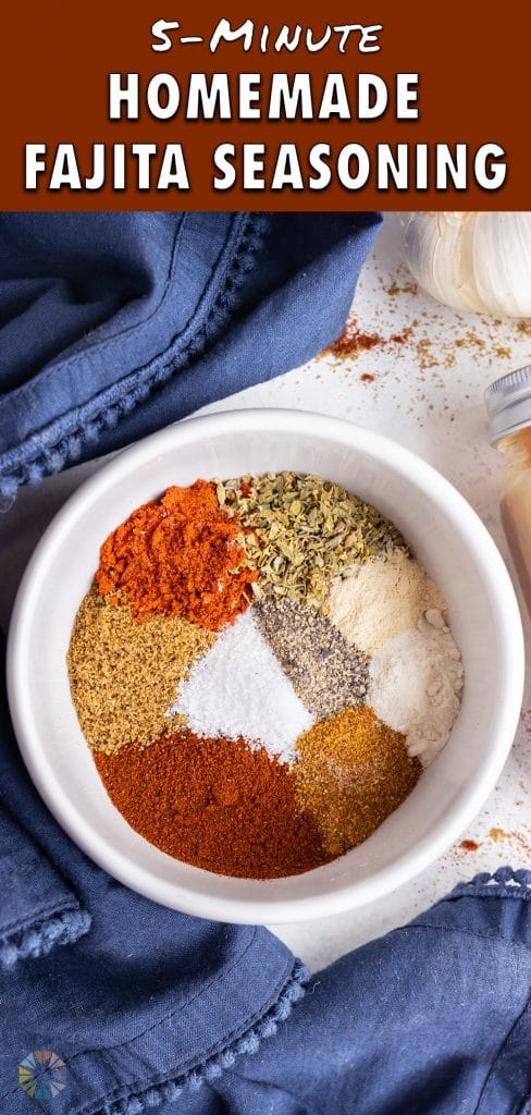 A spoon is used to combine all the ingredients for DIY Fajita Seasoning.