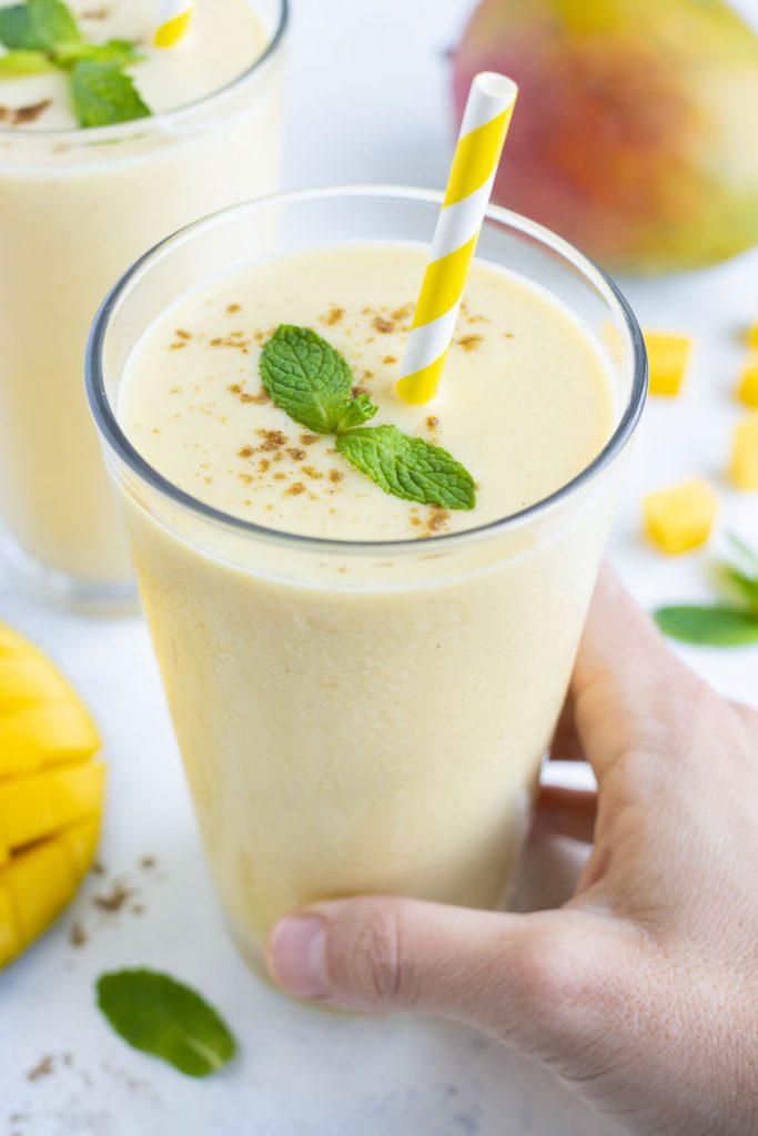 Mango Lassi is enjoyed for a healthy and refreshing summer drink.