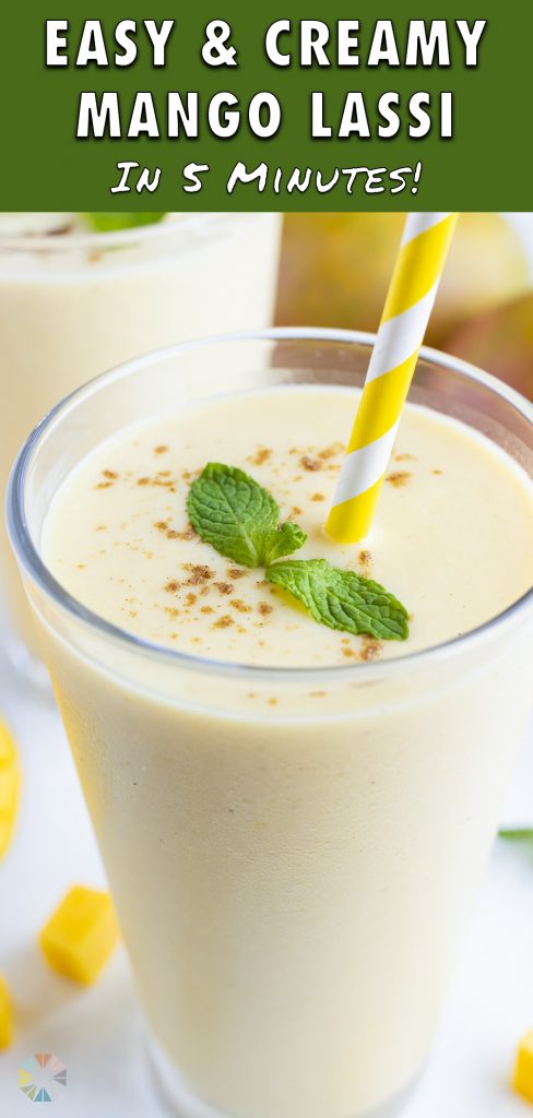 Mango lassi in glasses is served for a refreshing drink.