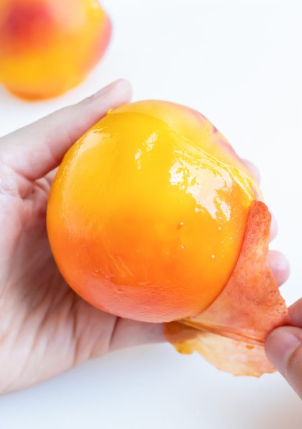 A whole peaches skin is soft enough to pull off in your hand.