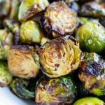 A pile of crispy brussels sprouts are served for a healthy, low-carb side.