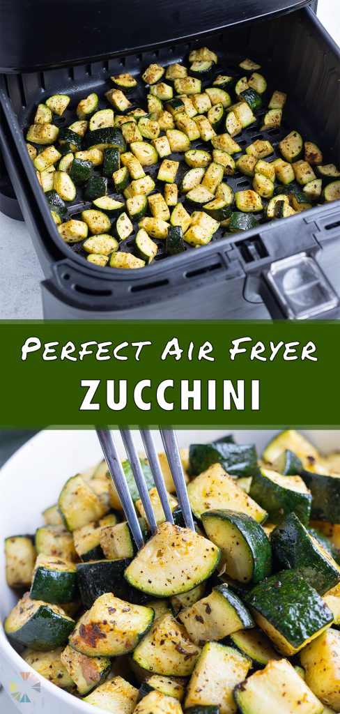 Air fried zucchini is crisp and easy.