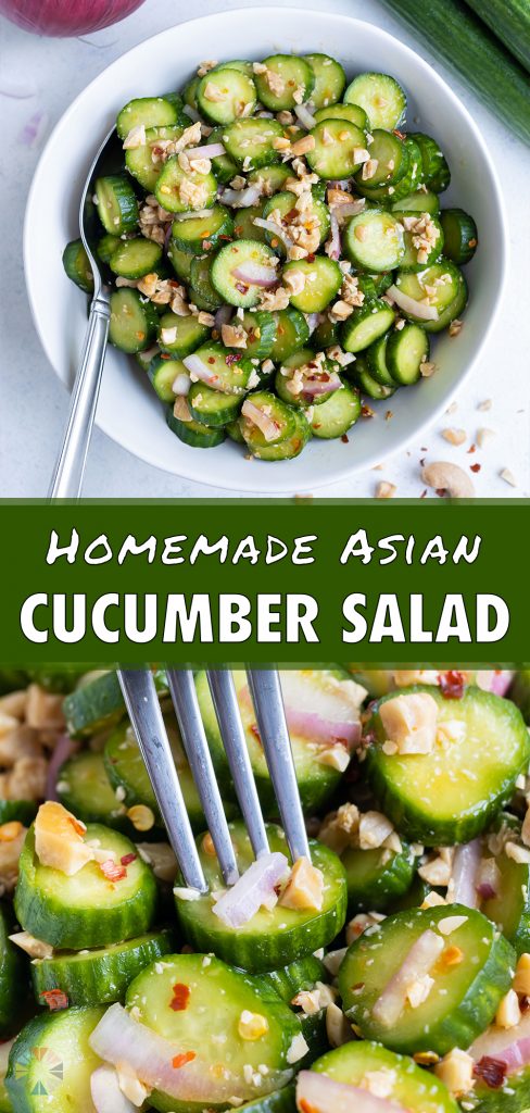Crisp and healthy cucumber salad is perfectly flavored.