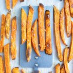 Healthy fries are baked in the oven instead of deep fried.