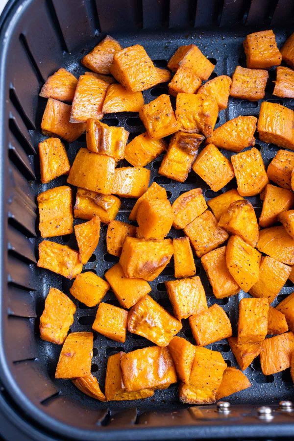 Air Fryer Roasted Sweet Potatoes - Evolving Table