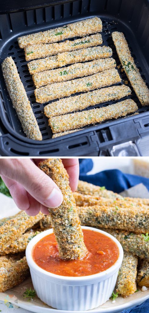 Air fry zucchini crips for a healthy vegetable side.