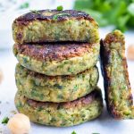 Falafel is an easy Mediterranean dish that is stacked on the counter.