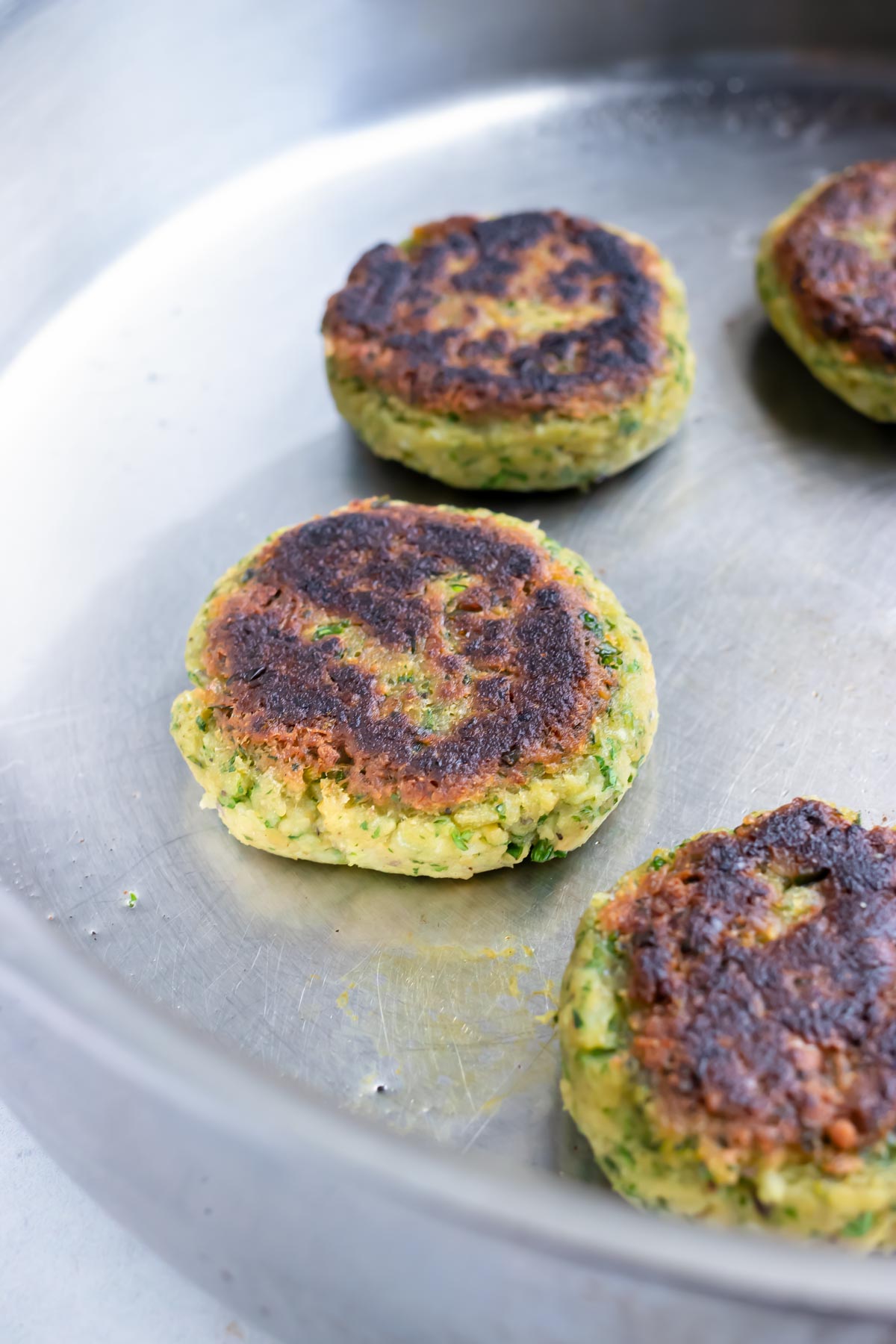 Cook this healthy and easy falafel recipe in a skillet on the stove for a Mediterranean dish.