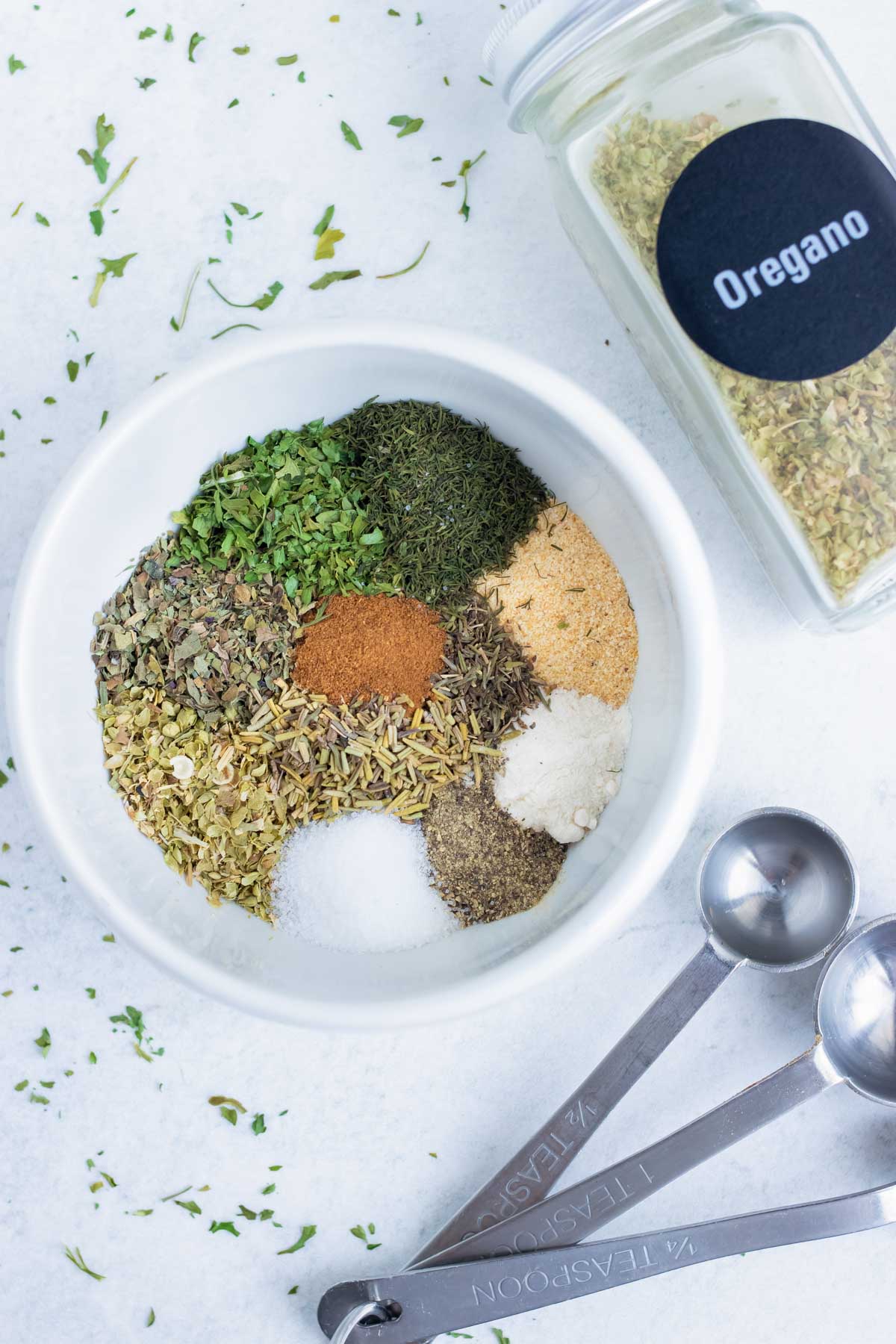 Greek seasoning is quick and easy to make as you combine common dried herbs and spices.