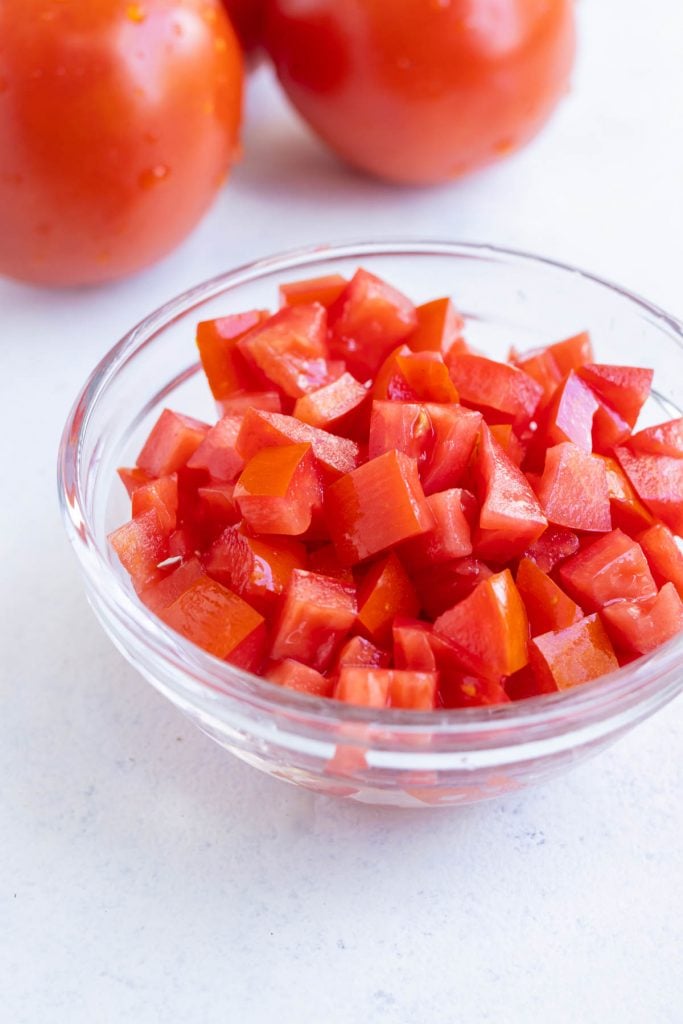 Quick and easy diced tomatoes are a great topping.