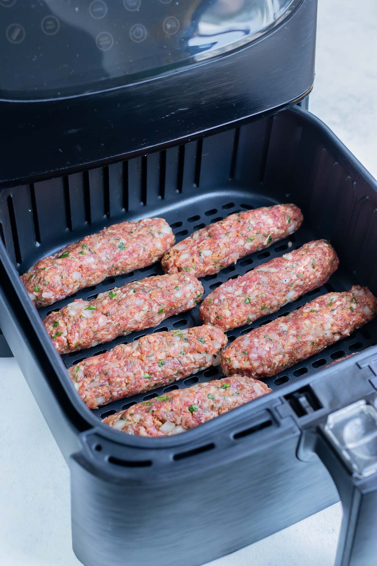 The Lamb Kebabs are cooked in an air fryer.