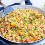 Quick and healthy cauliflower fried rice is easy to throw together.