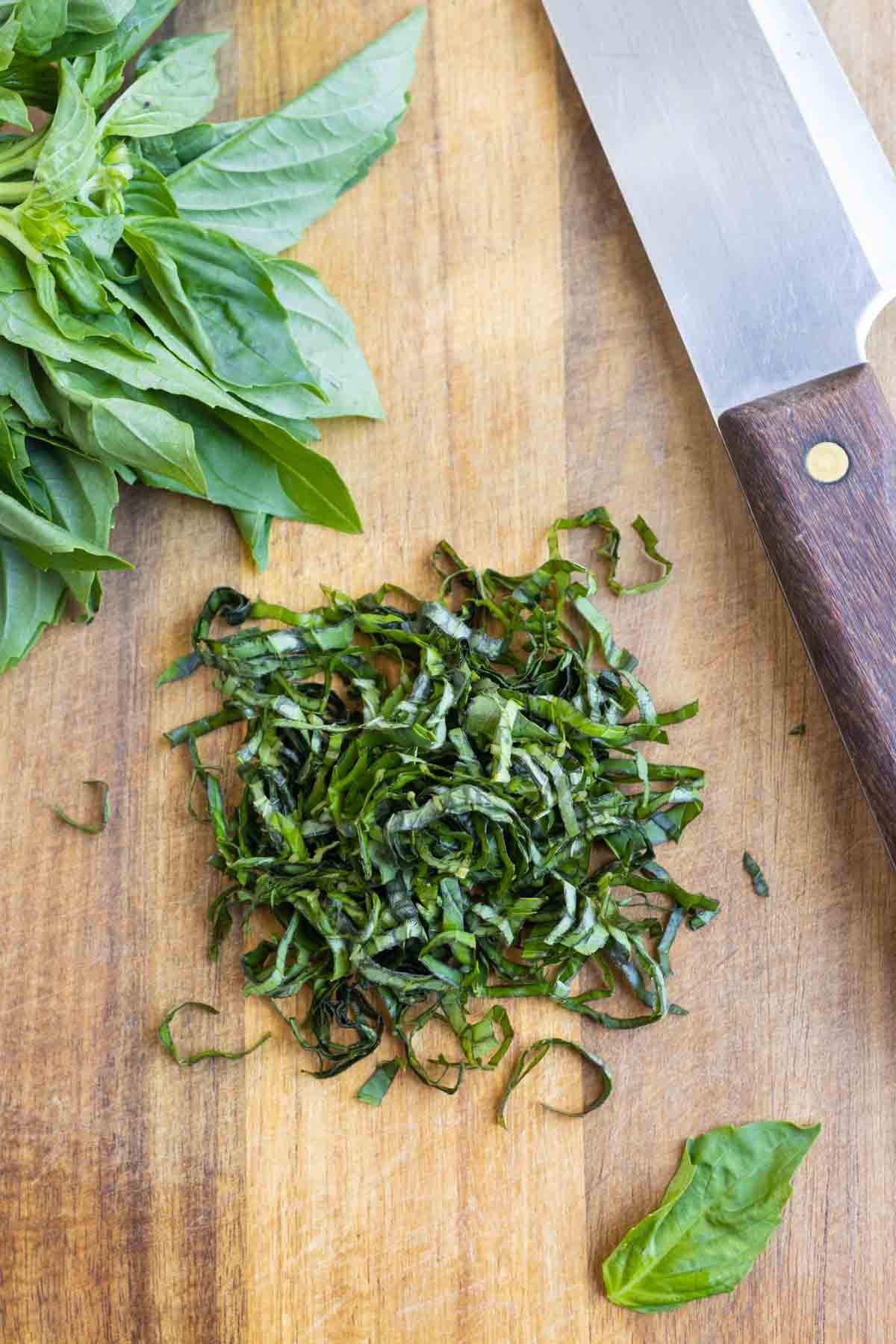 Chiffonade is simple to cut and adds a pop of color to dishes.