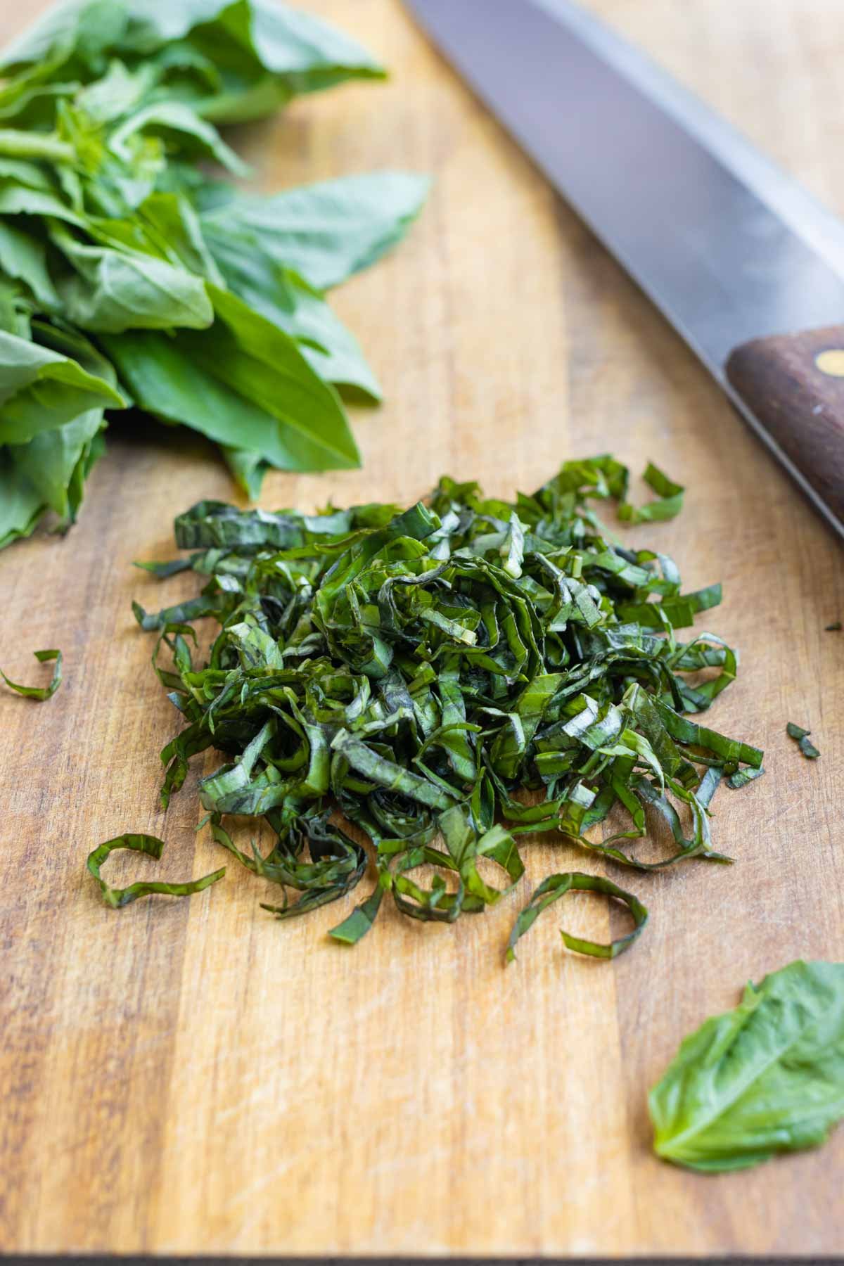 Sweet basil is perfect for a chiffonade cut.