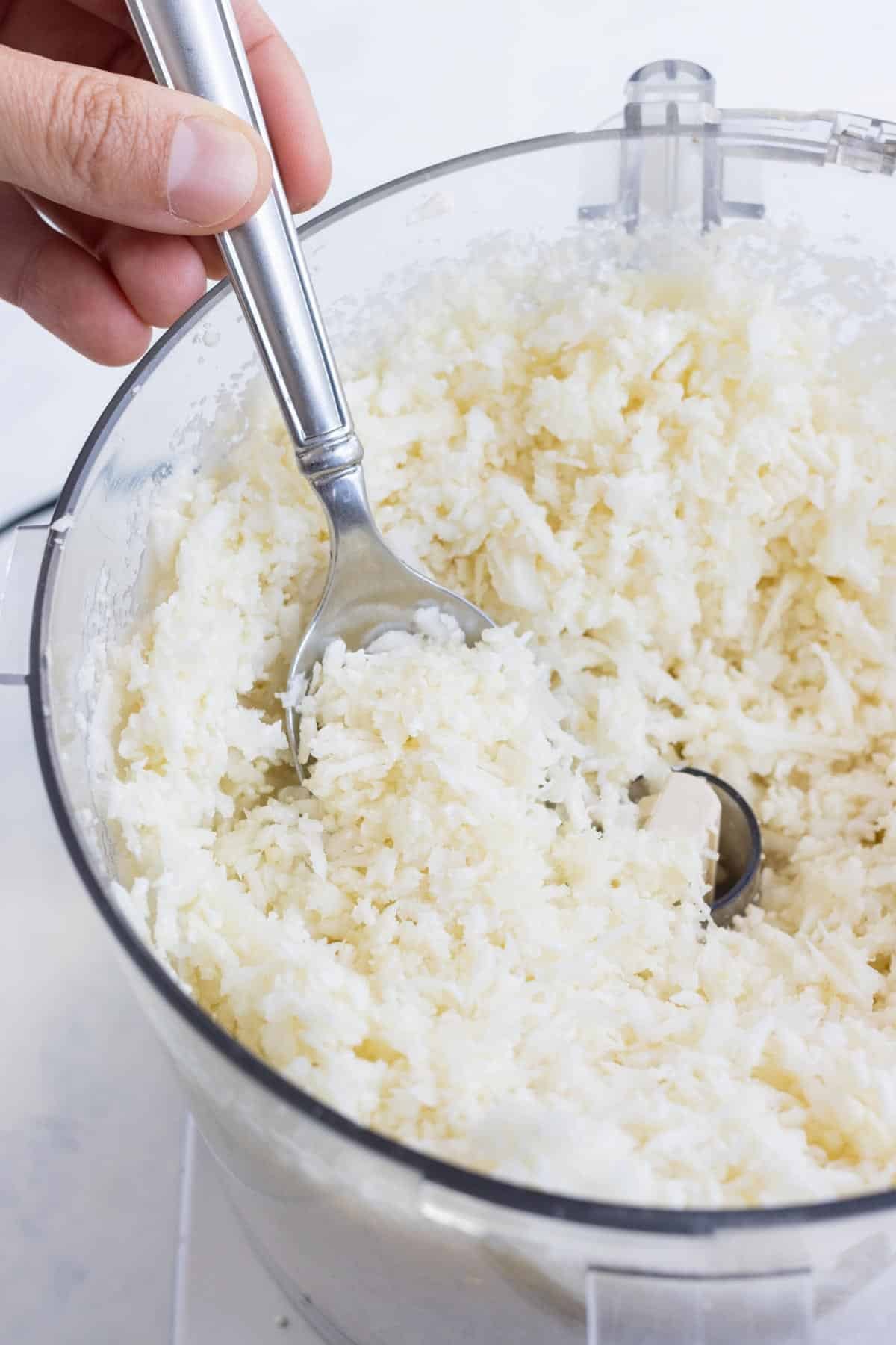 A bowl full of riced cauliflower for your favorite rice dishes.