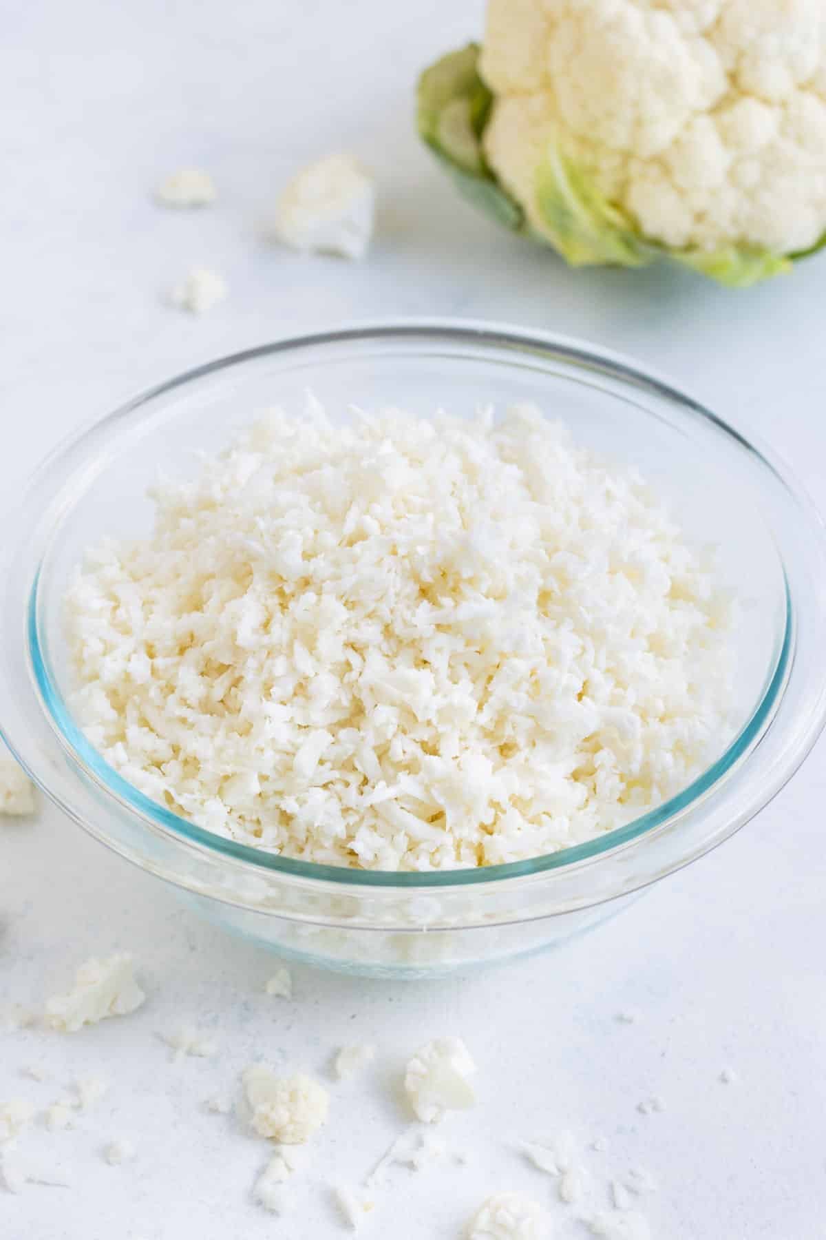 Riced cauliflower is easy to make and super healthy.