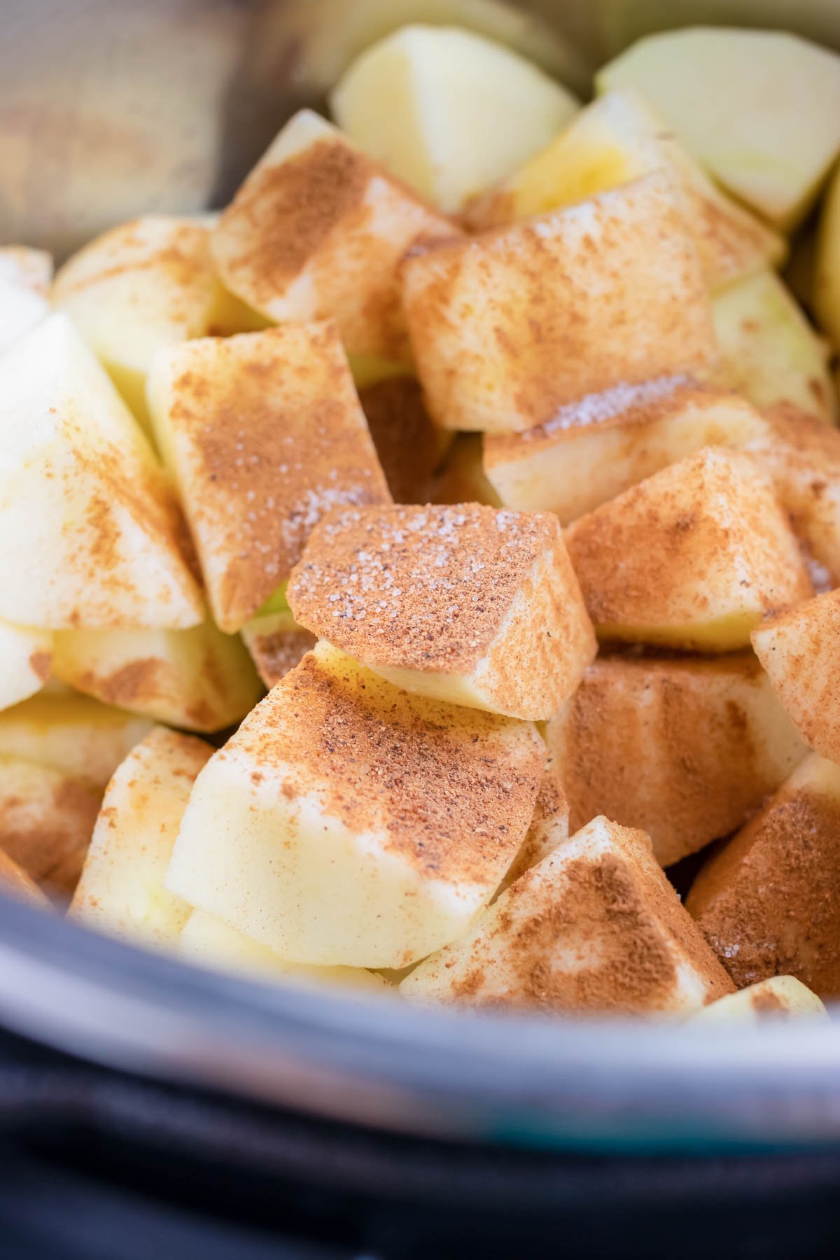 Apples are covered in cinnamon and spice in this no sugar, homemade applesauce.