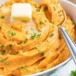 Easy mashed sweet potatoes recipe using boiled or baked potatoes.