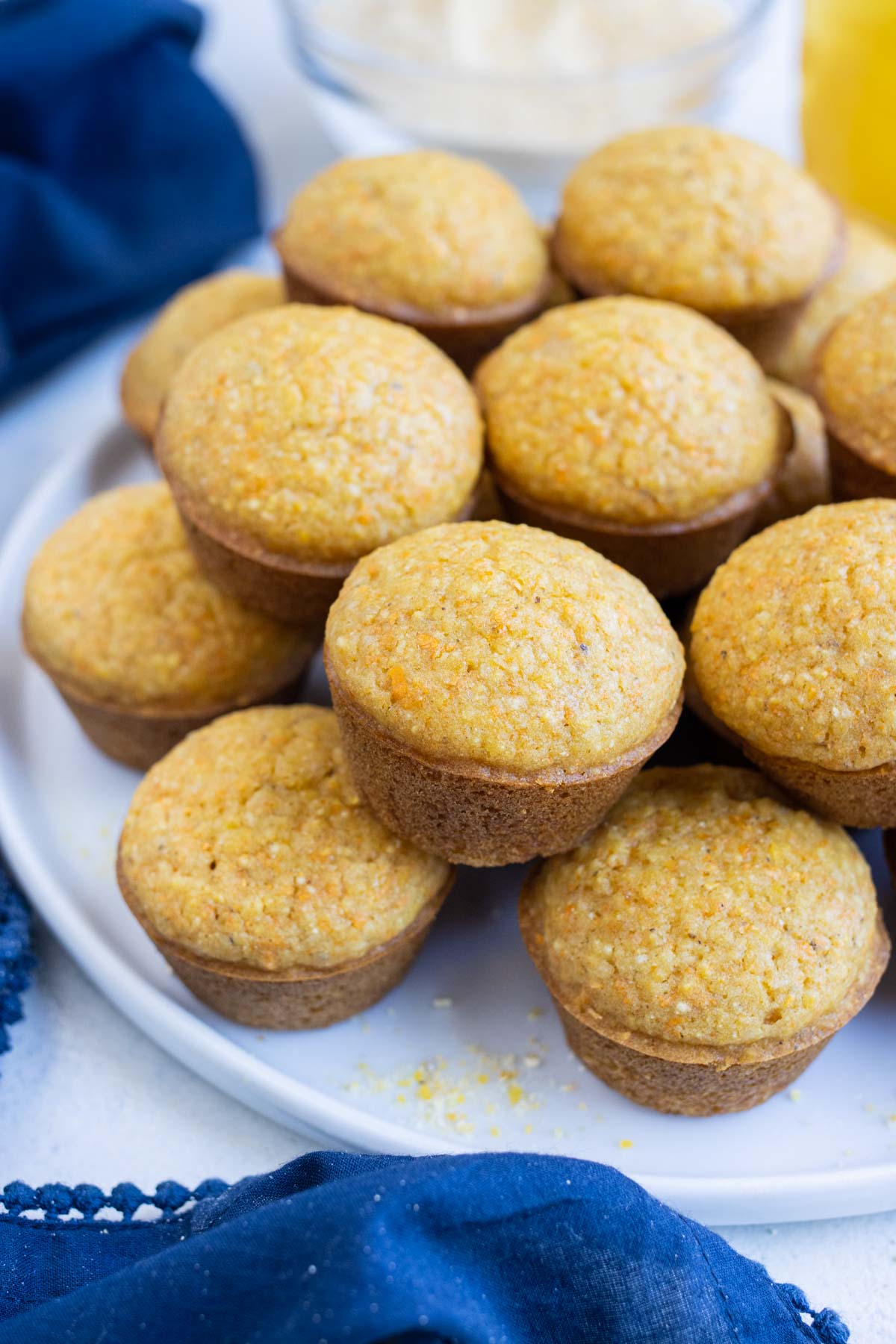 Golden and sweet cornbread baked into mini muffins.