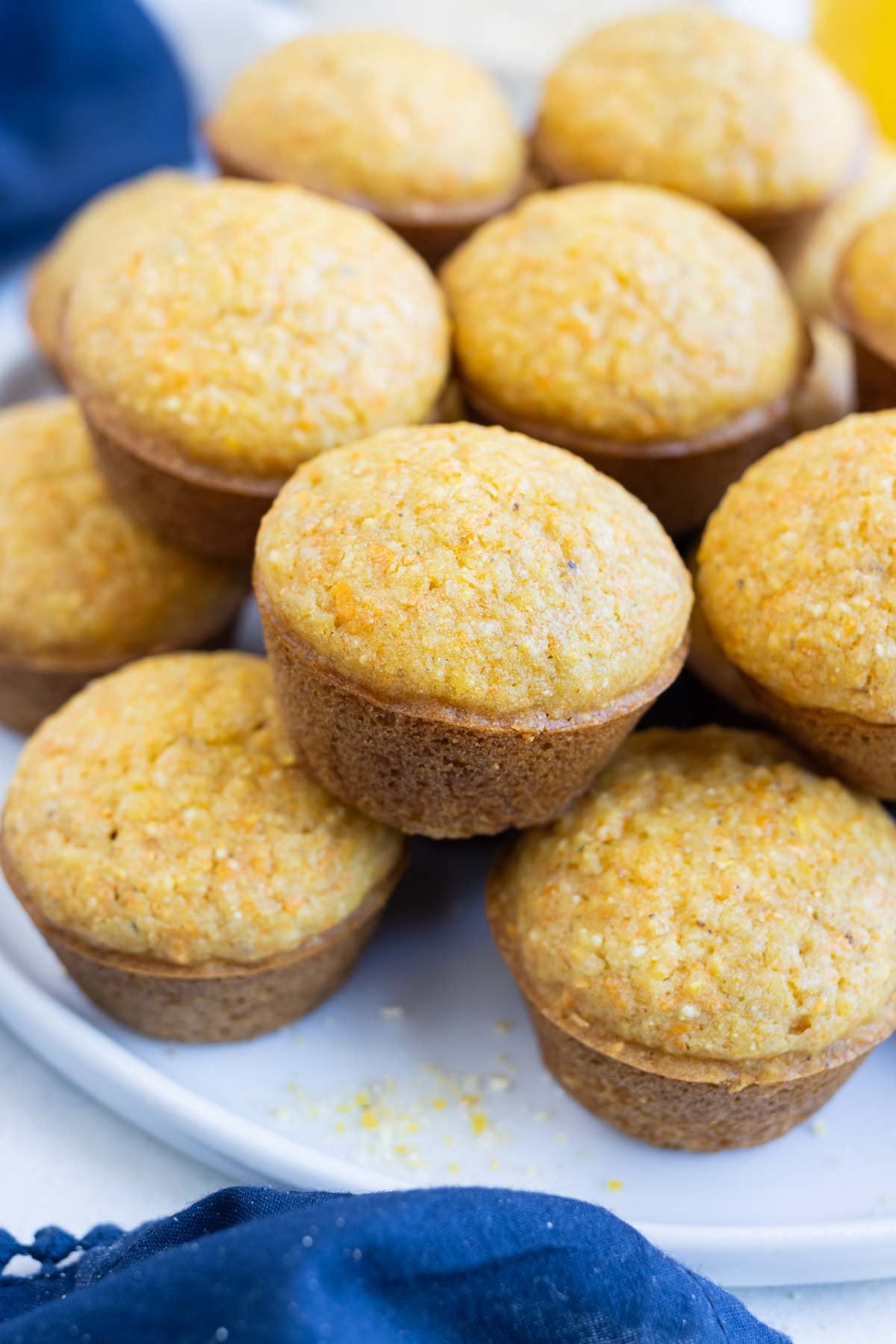 A pile of mini cornbread muffins.