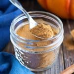 A silver spoon full of an easy pumpkin spice recipe.